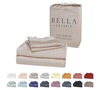 Bella Coterie Luxury Queen Size Bamboo Sheet Set | Organically Grown | Ultra Soft | Cooling for Hot Sleepers | 18" Deep Pocket | Viscose Made from Bamboo [Dune]