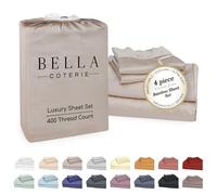 Bella Coterie Luxury Queen Size Bamboo Sheet Set | Organically Grown | Ultra Soft | Cooling for Hot Sleepers | 18" Deep Pocket | Viscose Made from Bamboo [Dune]