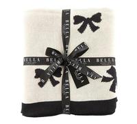 Bella Cozy Woven Knit Reversible Throw Blanket for Couch or Bed, 50 x 60 Inch Cotton and Polyester, Black and White Bows
