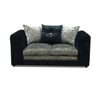 Bella Crushed Velvet 2 Seater Sofa Black-Silver