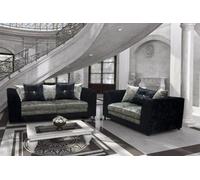 Bella Crushed Velvet 3&2 Seater Sofa Set Black-Silver