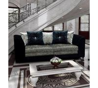 Bella Crushed Velvet 3 Seater Sofa Black-Silver