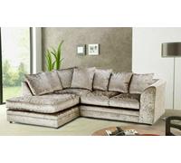Bella Crushed Velvet Left Hand Facing Corner Sofa Champagne