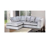 Bella Crushed Velvet Left Hand Facing Corner Sofa Silver