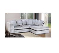 Bella Crushed Velvet Right Hand Facing Corner Sofa Silver