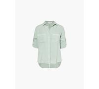 Bella Dahl Womens Oasis Green Split-back Patch-pockets Woven Shirt L