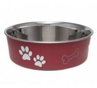 Loving Pets Dog Bowl Bella Stainless Steel - Non-Slip, Dishwasher-Safe - Merlot Small (426 ml)