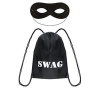 Bella Dox® Burglar Costume Kit - Swag Bag & Domino Mask Set for Adults & Kids | Cops & Robbers, Bank Heist & World Book Day Fancy Dress | Villain, Thief, Convict Role Play Accessories