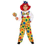 Bella Dox Kids Clown Costume Fancy Dress for Children - Colourful & Fun Halloween, World Book Day, Party Outfit with Ruffle Collar (10-12 Years)