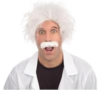 Bella Dox Mad Scientist Costume for Men, Complete Fancy Dress Set with Lab Coat, Einstein Wig, Goggles and White Gloves, Halloween Cosplay
