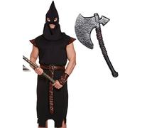 Bella Dox® Men's Executioner Costume Set with Realistic Axe | Adult Halloween Fancy Dress Outfit for Themed Parties & Scary Events