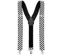 Bella Dox Men's Women's Suspender Braces for Trouser Pull Up Fancy Dress Costume Accessory Y Back Shaped Braces for Weddings Casual Theme Parties Events (Chequered)