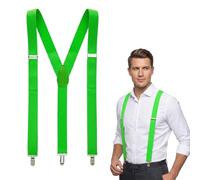 Bella Dox Men's Women's Suspender Braces for Trouser Pull Up Fancy Dress Costume Accessory Y Back Shaped Braces for Weddings Casual Theme Parties Events (Green)