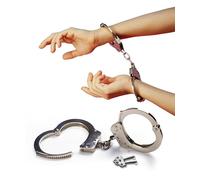 Bella Dox® Police Handcuffs with Keys - Realistic Metal Costume Accessory for Cop & Robbers Theme Parties, Book Week, Halloween & Fancy Dress | Adult Unisex Policeman Cosplay Props