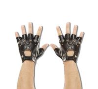 Bella Dox Studded Biker Gloves - Punk Rock Star Fancy Dress Gloves for 80s, Steampunk, YMCA, Carnival & Cosplay Theme Parties (Black)