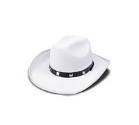 Bella Dox Unisex Adult Cowboy Cowgirl Studded Felt Hat Wild Western Country Western Rancher Fancy Dress Costume Accessory Headwear (White, Pack of 1)