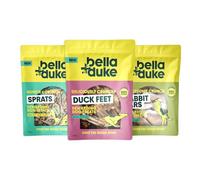 Bell Duke Satisfy Bundle for Dogs - Rabbit Ears, Sprats & Duck Feet - Natural Crunchy Chews & Snacks for Dogs - Grain-Free, High Protein & Hypoallergenic Treats