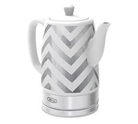 BELLA Electric Kettle & Tea Pot - Ceramic Water Heater with Detachable Swivel Base, Auto Shut Off & Boil Dry Protection, 1.5 Liter, Silver Chevron