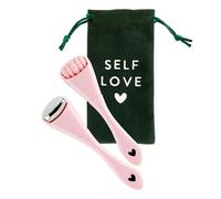 Bella Facial Roller Spa Set for Daily Skin Care Beauty Routine With Travel Bag, Stainless Steel Pink and Green - SET OF 2