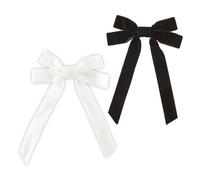 Bella Fashion Hair Bow Alligator Clip Styling Accessory, Standard Velvet Black and White - PACK OF 2