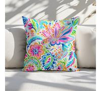 Bella Home Printed Faux Suede Bright Floral Cushion 60Cm X 60Cm