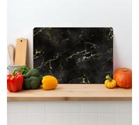 Bella Home Textured Glass Chopping Board Black Marble Effect Design - Medium