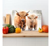 Highland Cows Textured Glass Printed Chopping Board | Worktop Saver | Chopping Board | Available in Two Sizes (M)
