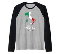 Bella Italia Map in Flag Colors Raglan Baseball Tee