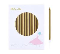 Bella Meri 24-Count Gold Long Thin Metallic Birthday Candles, Cake Candles, Birthday Parties, Wedding Decorations, Party Candles
