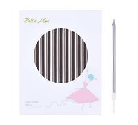 Bella Meri 24-Count Silver Long Thin Metallic Birthday Candles, Cake Candles, Birthday Parties, Wedding Decorations, Party Candles
