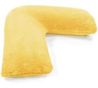 Bella Nighsts Teddy Bear Fleece V-Shaped Pillow with Cover - Plush Warm Fuzzy & Cuddly Support Pillow for Neck Back Maternity & Pregnancy Support (Ochre)