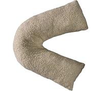 Bella Nighsts Teddy Bear Fleece V-Shaped Pillow with Cover - Plush Warm Fuzzy & Cuddly Support Pillow for Neck Back Maternity & Pregnancy Support (Mink)