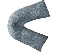 Bella Nighsts Teddy Bear Fleece V-Shaped Pillow with Cover - Plush Warm Fuzzy & Cuddly Support Pillow for Neck Back Maternity & Pregnancy Support (Grey)