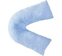 Bella Nighsts Teddy Bear Fleece V-Shaped Pillow with Cover - Plush Warm Fuzzy & Cuddly Support Pillow for Neck Back Maternity & Pregnancy Support (Blue)
