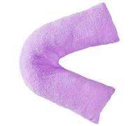 Bella Nighsts Teddy Bear Fleece V-Shaped Pillow with Cover - Plush Warm Fuzzy & Cuddly Support Pillow for Neck Back Maternity & Pregnancy Support (Lilac)