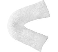 Bella Nighsts Teddy Bear Fleece V-Shaped Pillow with Cover - Plush Warm Fuzzy & Cuddly Support Pillow for Neck Back Maternity & Pregnancy Support (White)