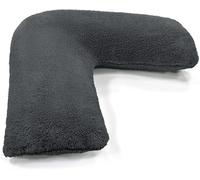 Bella Nighsts Teddy Bear Fleece V-Shaped Pillow with Cover - Plush Warm Fuzzy & Cuddly Support Pillow for Neck Back Maternity & Pregnancy Support (Charcoal)