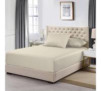 Bella Nights 200 Thread Count 100% Egyptian Cotton Extra Deep 40CM Fitted Sheet - Soft & Breathable, Fits Thick Mattresses - Durable & Luxurious Cotton Sheet (Cream, Double)