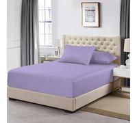 Bella Nights 200 Thread Count 100% Egyptian Cotton Extra Deep 40CM Fitted Sheet - Soft & Breathable, Fits Thick Mattresses - Durable & Luxurious Cotton Sheet (Lilac, King)