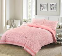 Bella Nights Aaliyah Geometric Printed Duvet Cover Set - Easy Care Quilt Cover Bedding Set with Pillowcases - Soft Polycotton, Modern Print, Lightweight & Durable (Pink, Super King)