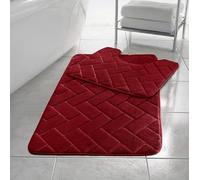 Bella Nights Block Bricks Bath Mat & Pedestal Set - Non Slip Extra Absorbent Bathroom Rug - 100% Memory Foam Toilet Mat Set - Soft Comfortable & Quick Dry Toilet Rug Set (Red)