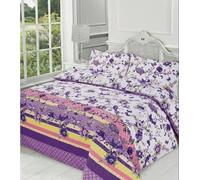 Bella Nights Blossom Duvet Quilt Cover Polycotton Set - Luxury Printed Bedding with Pillowcases - Soft & Breathable Floral Design - Easy Care, Durable, Comfortable (Lilac, Double)