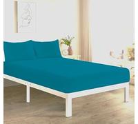 Bella Nights Easy Care Extra Deep 16" (40CM) Fitted Sheet - Polycotton Percale - Soft & Breathable Bed Sheet - Durable Mattress Cover - Deep Pocket Bedding (Teal, Single)