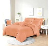 Bella Nights Easy Care Poly-Cotton Plain Dyed Duvet Cover Set - Durable Bedding Set with Matching Pillowcases-Breathable Comfortable Reversible Bed Set (Peach, Super King)