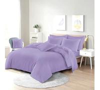 Bella Nights Easy Care Poly-Cotton Plain Dyed Duvet Cover Set - Durable Bedding Set with Matching Pillowcases-Breathable Comfortable Reversible Bed Set (Lilac, Single)