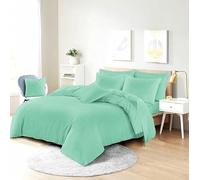 Bella Nights Easy Care Poly-Cotton Plain Dyed Duvet Cover Set - Durable Bedding Set with Matching Pillowcases-Breathable Comfortable Reversible Bed Set (Mint Green, King)