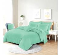 Bella Nights Easy Care Poly-Cotton Plain Dyed Duvet Cover Set - Durable Bedding Set with Matching Pillowcases-Breathable Comfortable Reversible Bed Set (Mint Green, Double)