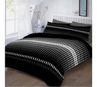 Bella Nights Elliot Stripes Printed Duvet Cover Set - Modern Striped Quilt Bedding Set with Pillowcase - Easy Care Polycotton, Soft Durable And Luxury Beding (Black, Single)