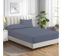 Bella Nights Fitted Sheet 100% Polycotton - Deep Pocket 25CM, Soft Brushed, Durable & Comfortable Bed Sheet - Easy Care Bedding (Grey, Double)
