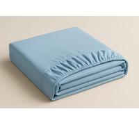 Bella Nights Fitted Sheet - Double - Sky Blue - Microfiber - Soft, Breathable & Wrinkle-Resistant - Deep Pocket 25CM - Shrink & Fade Resistant Easy Care Bed Sheet